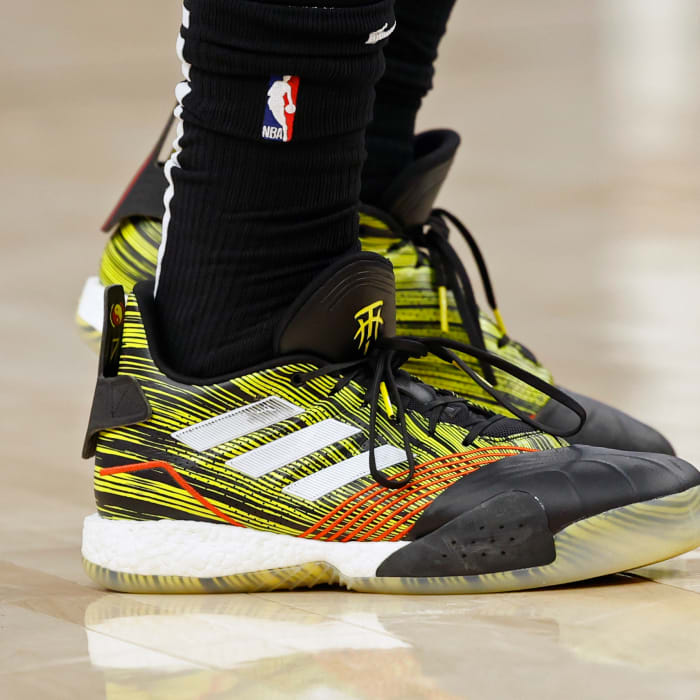 Jaylen Brown wearing the Adidas T-Mac.